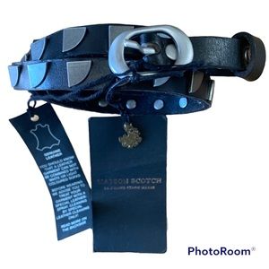 Maison Scotch Genuine Leather Studded Skinny Belt Size Small